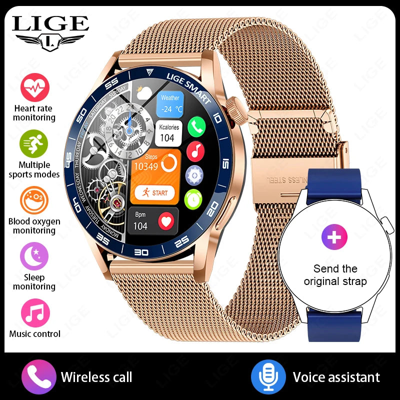 LIGE 2025 Voice Calling Smart Watch Men 1.38" HD IP68 Waterproof Sports Fitness Watches New Man Women Smartwatch For Android iOS