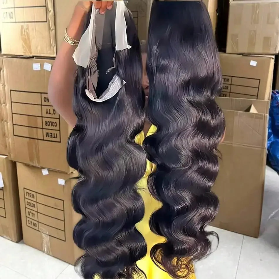 100% Human Hair Brazilian 30 40 Inch Body Wave 13x4 HD Transparent Lace Front Wig black 13x6 Lace Frontal Wigs Pre Plucked