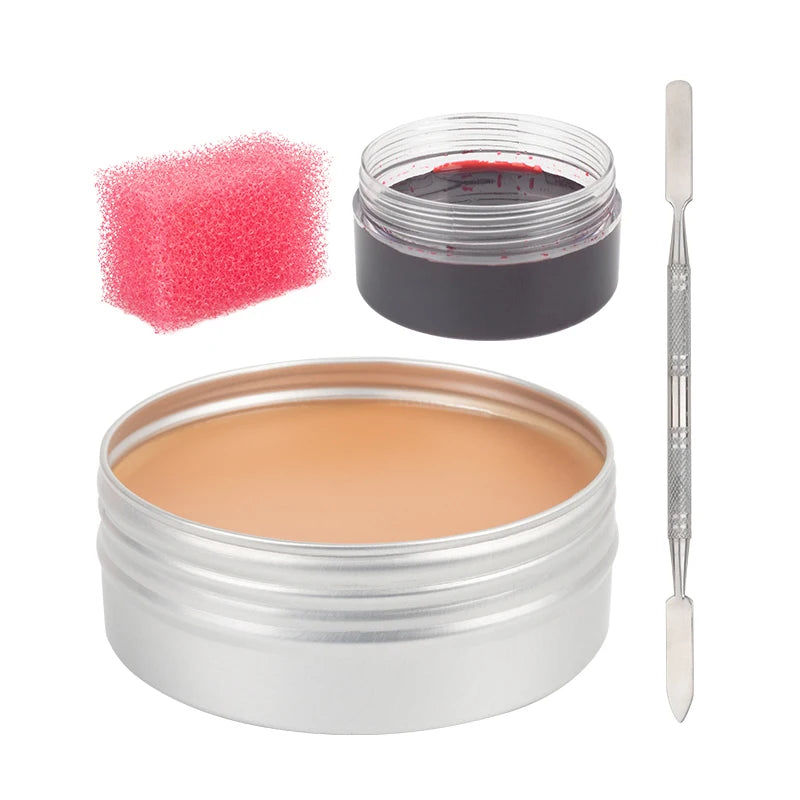 12/20 Colors Face Body Painting Fake Blood ,Halloween Professional Special Effects Makeup Kit with Wound Modeling Scar Wax