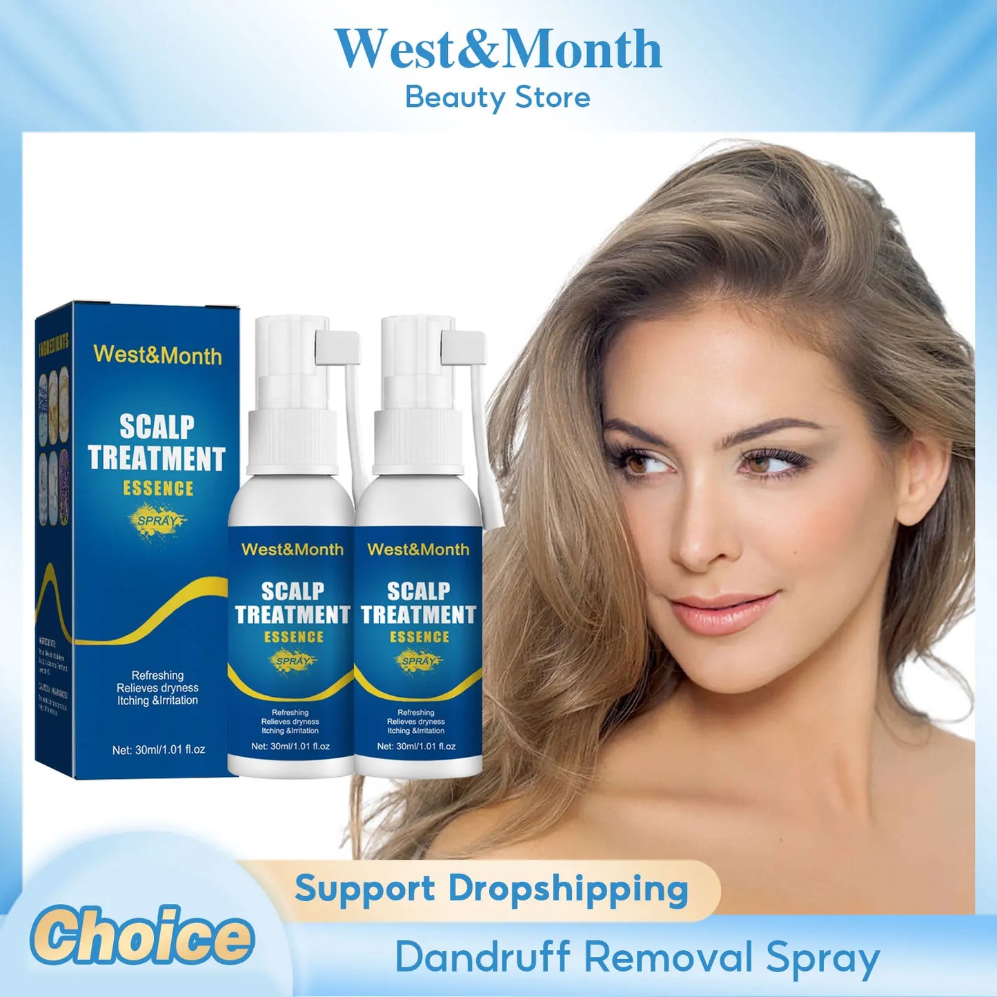 Dandruff Removal Spray Anti Itching Scalp Treatment Repair Dryness Damaged Prevent Hair Lo-ss Oil Control Nourishing Hair Serum