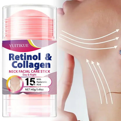 YUITIKUE Retinol Collagen Neck Care Stick 40g - Day Night Hydrating Firming 15% Hyaluronic Acid, Goddess Neck Treatment