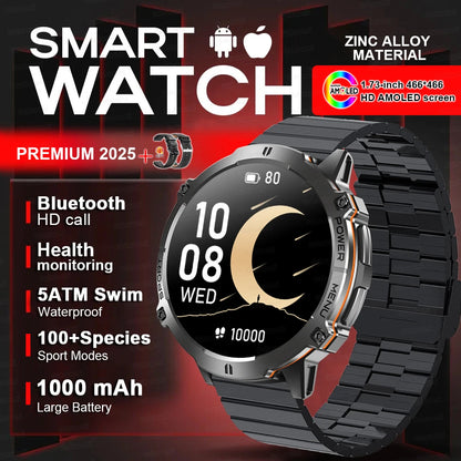 2025 New Military T-Rex 3 Bluetooth Call Smart Watch GPS Compass Barometric Altimeter 10ATM Waterproof Sports Smartwatches Men