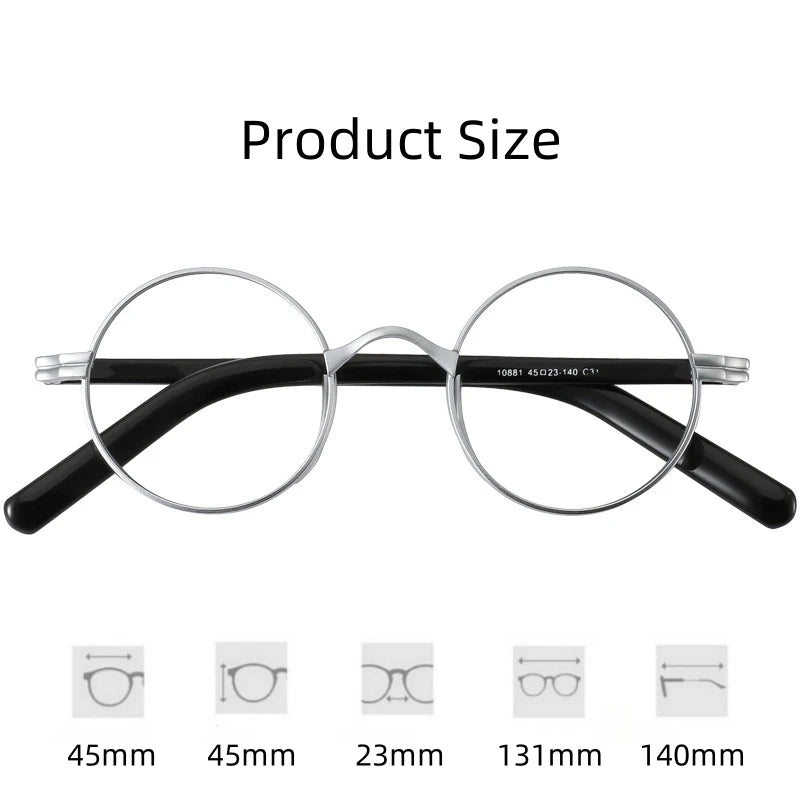 FIRADA New Fashion Small Size Round Glasses Retro Pure Titanium Eyewear Comfortable Eyeglasses Frame For Men And Women ST10881-C
