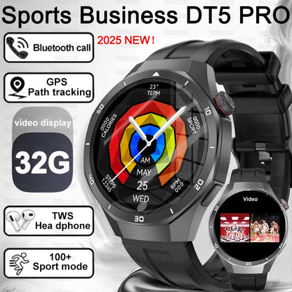 DT5 Pro Watch 32Gb Memory Local Music Bluetooth Call GPS Tracker Compass 3D Menu Bluetooth Smart Watch Men Women 2025