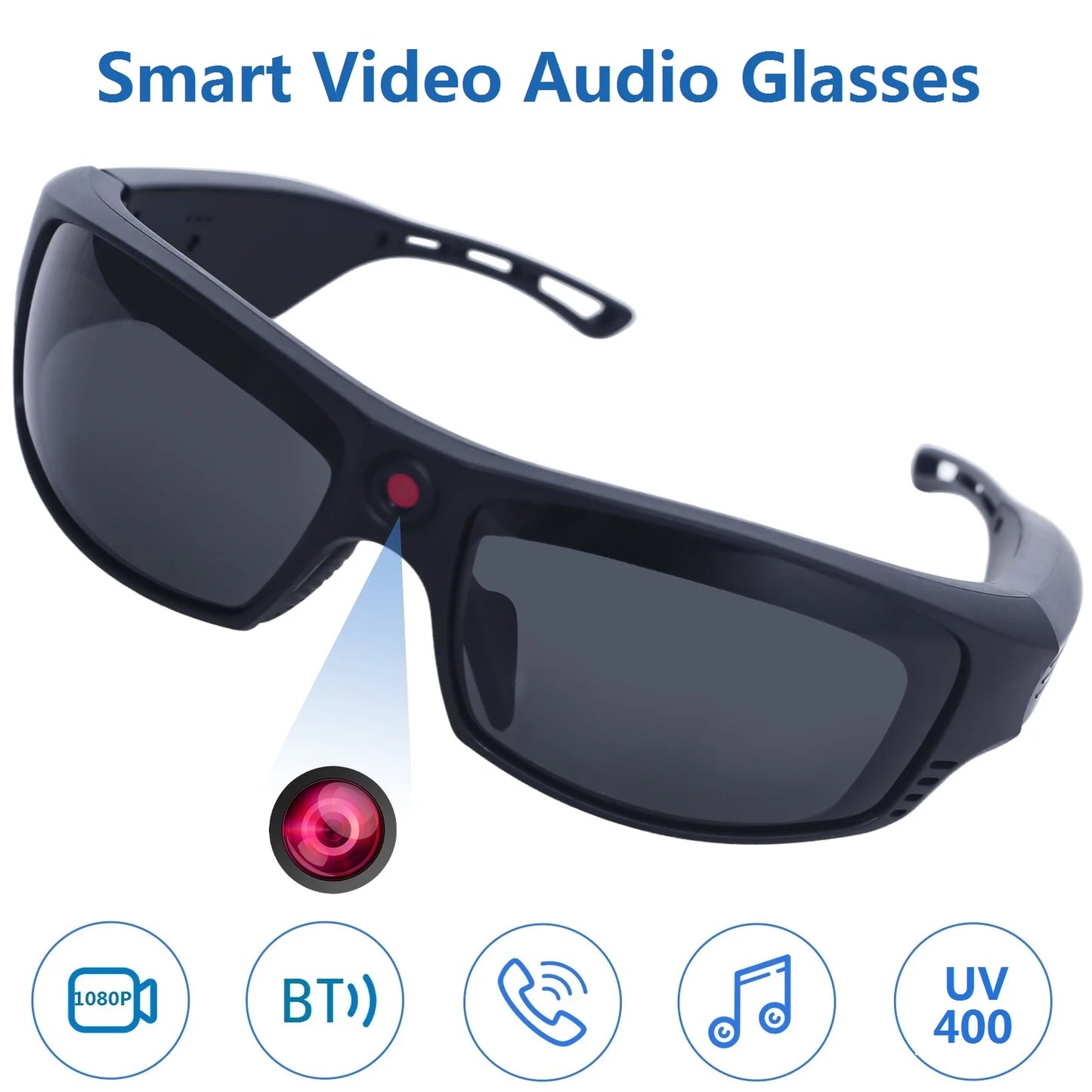 1080P Mini Camera Video Glasses AI Translation Sport Sunglasses with Bluetooth Speakers Call Action Camera Music Smart Glasses