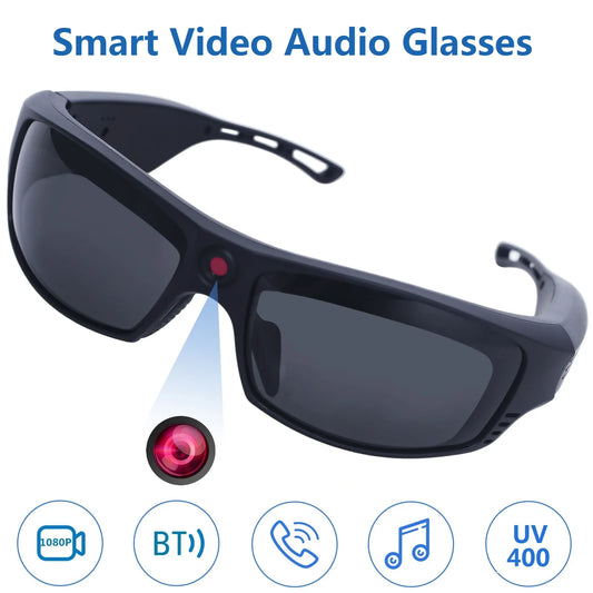 1080P Mini Camera Video Glasses AI Translation Sport Sunglasses with Bluetooth Speakers Call Action Camera Music Smart Glasses