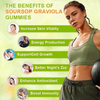 Soursop Graviola Gummies 2000Mg - Contains Vitamin C + Zinc To Aid Digestion, Cell Regeneration, Immune Support and Antioxidant