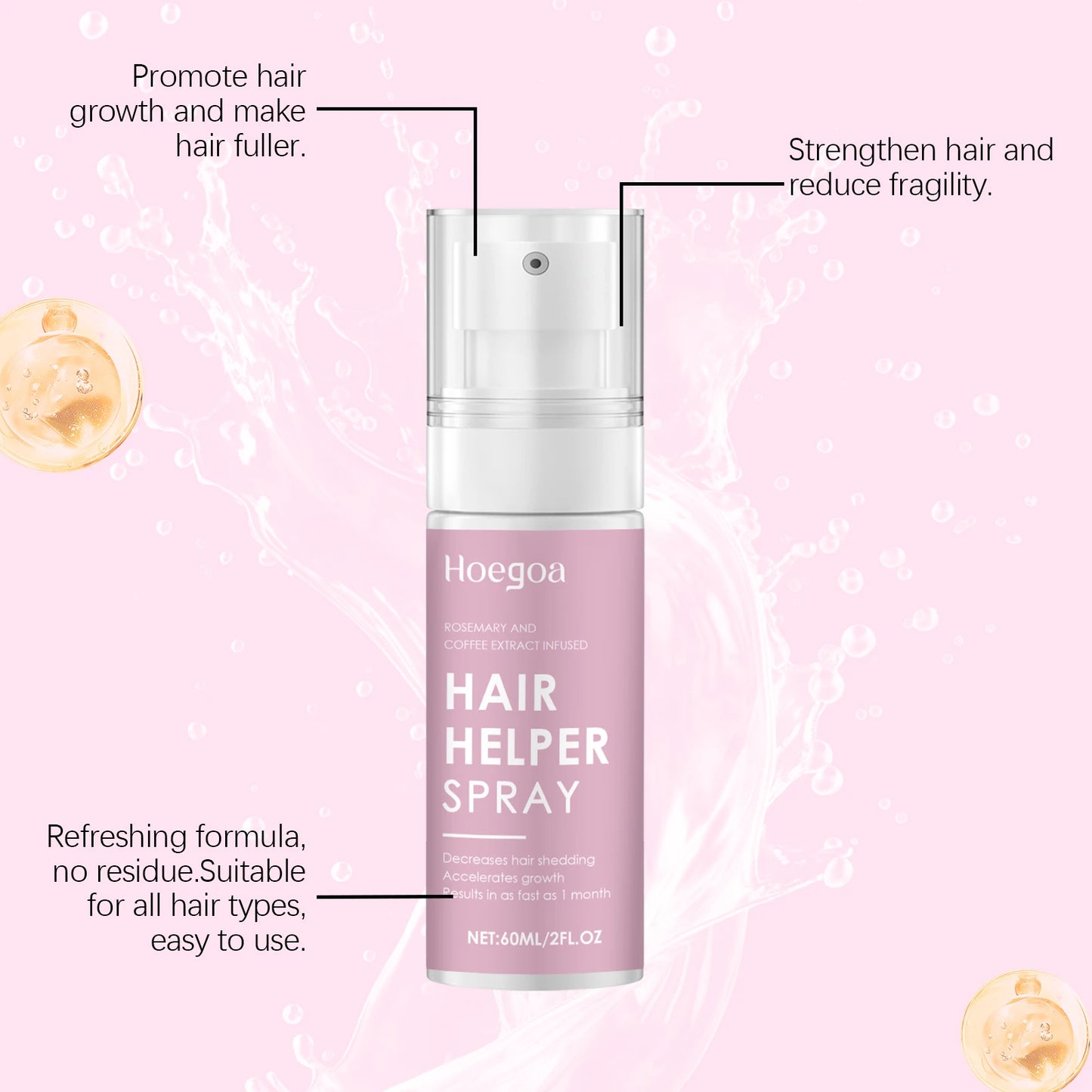Rosemary Oil for Hair Growth Improves Thinning Hair Nourishing Scalp Split Ends Dry Damage Repair Shiny Hair Strengthening Spray