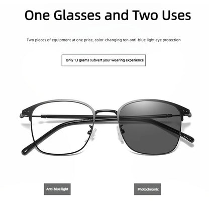 Fashion Square Anti-Blue Light Glasses Men Women Vintage Metal Photochromic Glasses Classic Anti Radiation Computer Eyeglasses