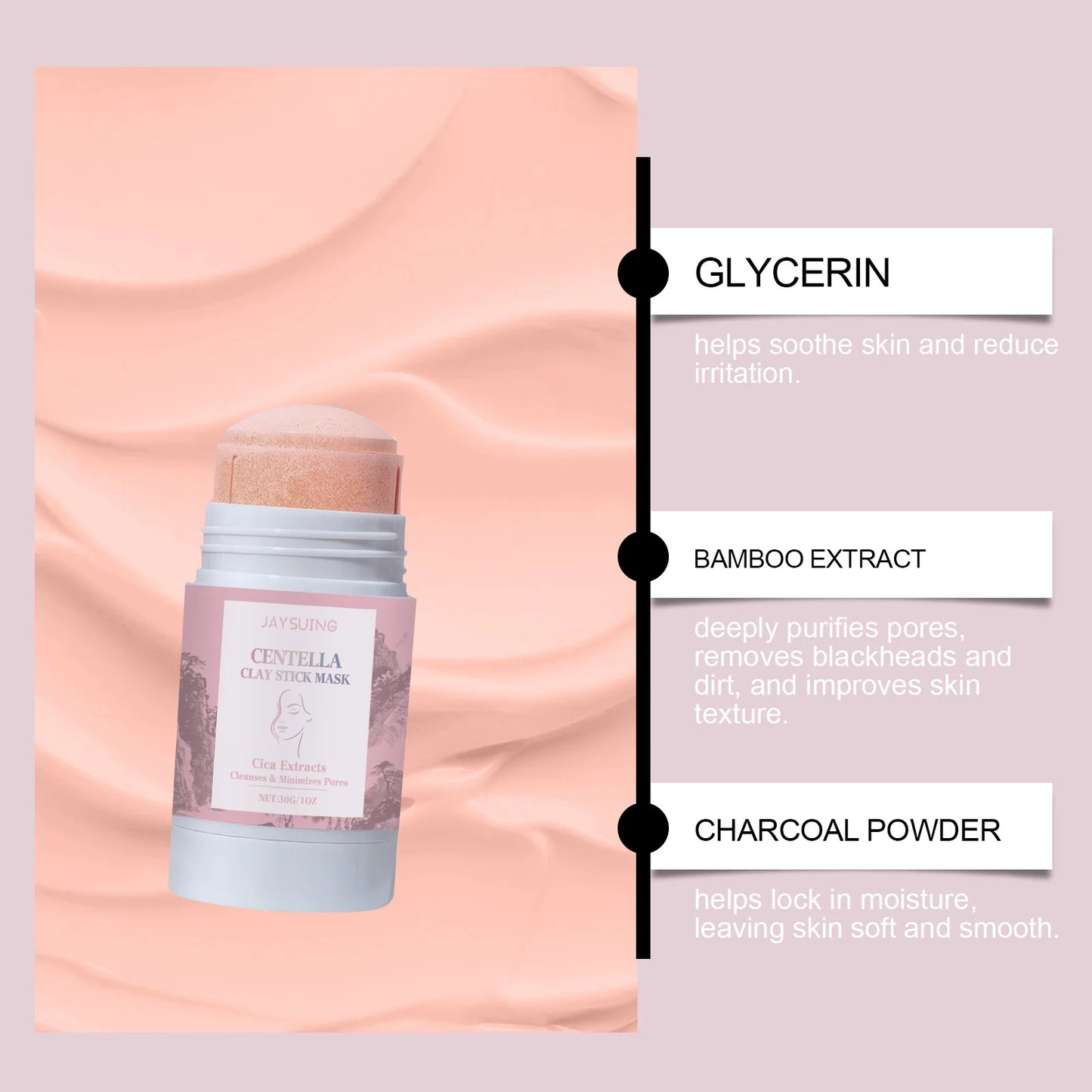 Centella Asiatica Cleansing Stick Deep Cleansing Pore-Tightening Blackhead Removal Soothing Deep Cleansing Cleansing Stick