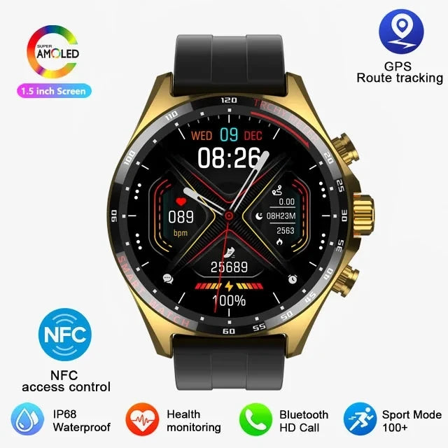 2024 New Outdoor Sports GPS Smart Watch Men Bluetooth Call HD Smartwatch Health  Monitoring Compass IP68 Waterproof Watches Men