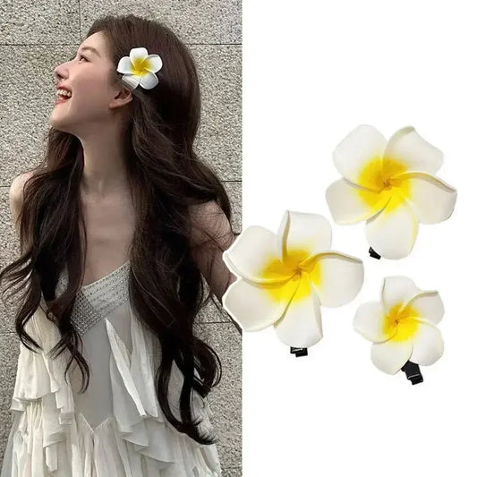 Fashion Women Plumeria Flower Hair Clips Girls Aesthetic Hairpins Egg Flower Barrette Party Bag Hair Accessories