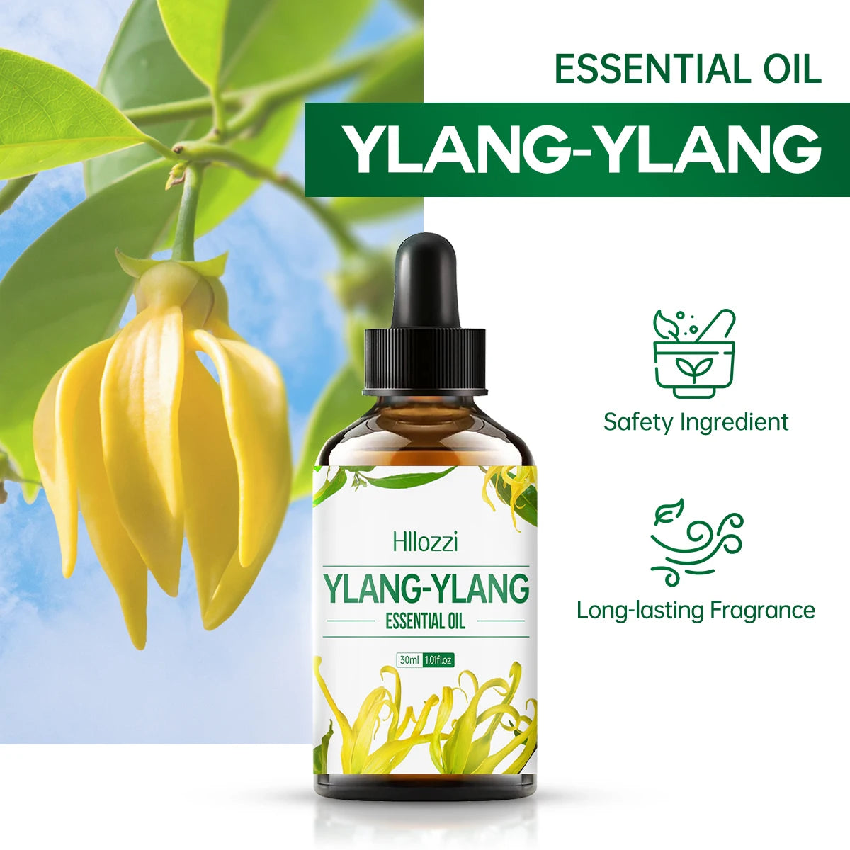 100ml/60ml/30ml Ylang Ylang essential oil For skin care, body care, hydration, long-lasting fragrance, multifunctional essential