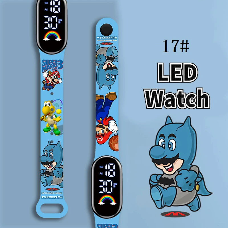 Mario Bros Children's Watches Action Figures Luigi Princess Peach Yoshi Bowser kids Sport Wristband Waterproof Digital Watch