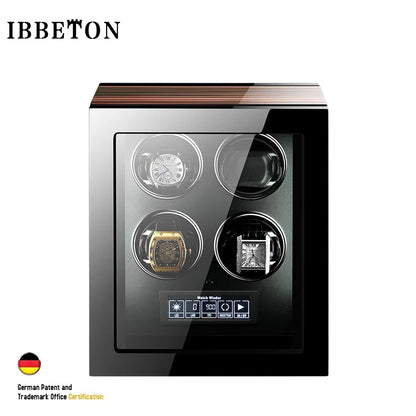 IBBETON High Quality Watch Winder for 2 4 6 9 Slot Automatic Watches with Mabuchi Motor LCD Touch Screen Wooden Watch Safe Box