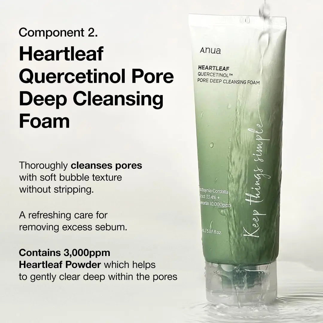 2025Anua Heartleaf & Quercetinol Pore Double Cleansing Set - Deep Cleansing Oil & Facial Makeup Remover Skincare Beauty Products