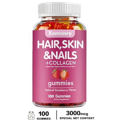 Biotin & Vitamin Gummies Maximum Potency for Healthy Hair, Skin & Nails, Hair Vitamins for Men & Women | Gluten Free
