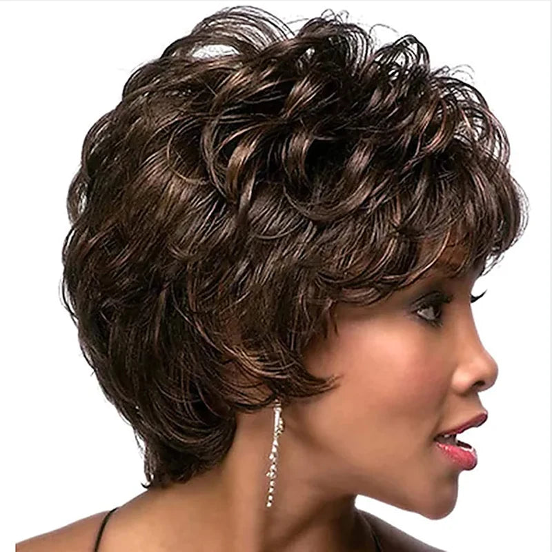 HAIRJOY Synthetic Hair Women Classic Short Wigs Layers Curly Grey Wig