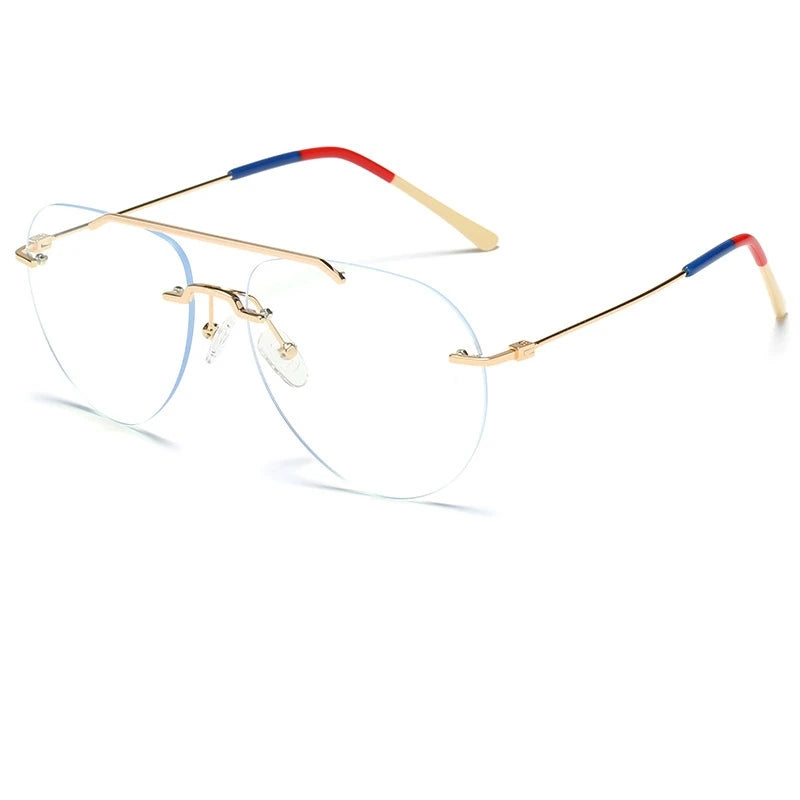 YIMARUILI Fashion Ultralight Pilot Men's Rimless Glasses Retro Trend Big Size Optical Prescription Eyeglasses Frame Women 1870