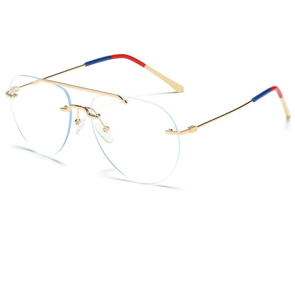YIMARUILI Fashion Ultralight Pilot Men's Rimless Glasses Retro Trend Big Size Optical Prescription Eyeglasses Frame Women 1870