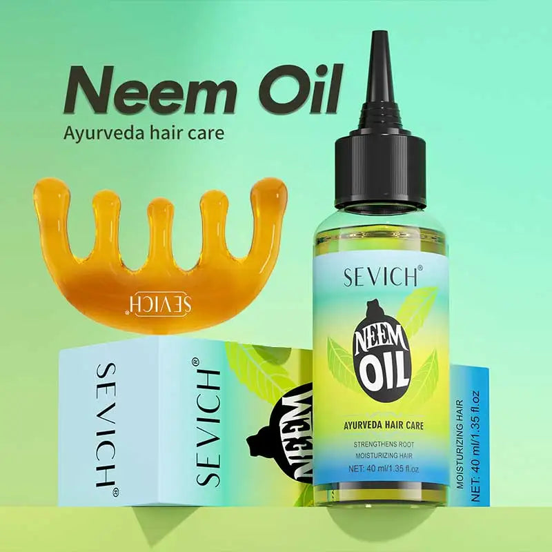 Sevich India Hair Growth Oil And Scalp Massager Comb Tool Set Ayurveda Neem Growth Oil Herbal Anti Hair Loss Treatment Serum