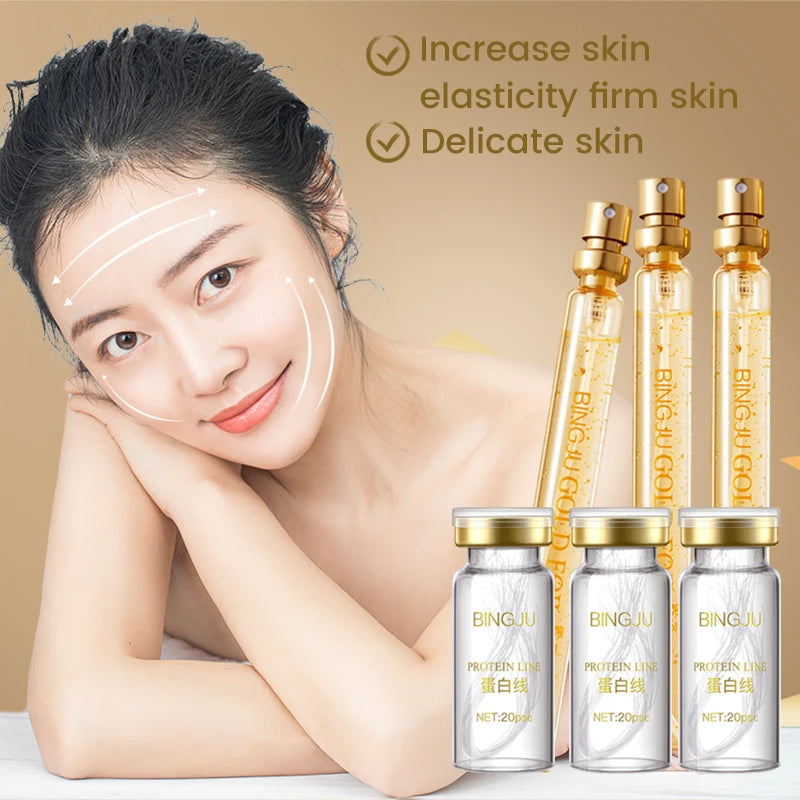 Protein Thread Lifting Set Fade Fine Lines Wrinkle Firming Smoothing Collagen Thread Anti-Aging Serum Skin Care