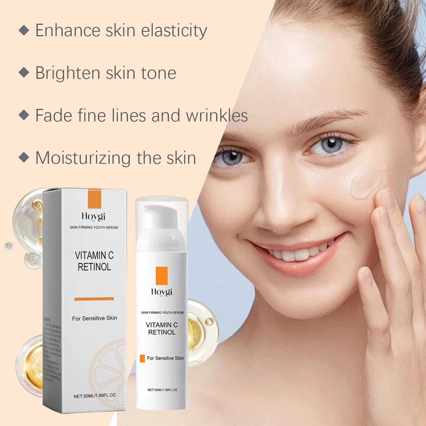 Retinol Vitamin C Face Cream Fade Fine Line Dark Spot Removal Pore Shrinking Anti Freckle Lifting Moisturizing Brightening Cream