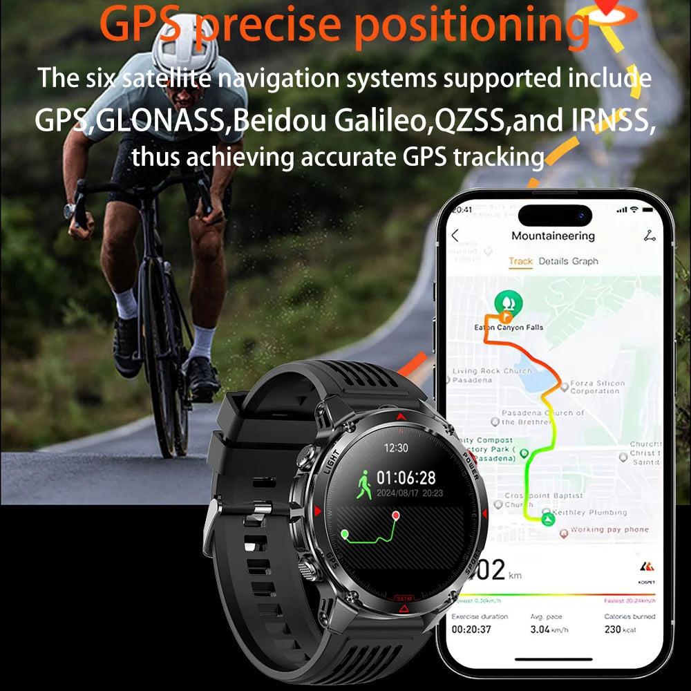 Military T-Rex 3 GPS Waterproof Smart Watch 1.46"HD AMOLED Built-in 6 Frequency Satellite Outdoors Sports Fitness Smart Bracelet