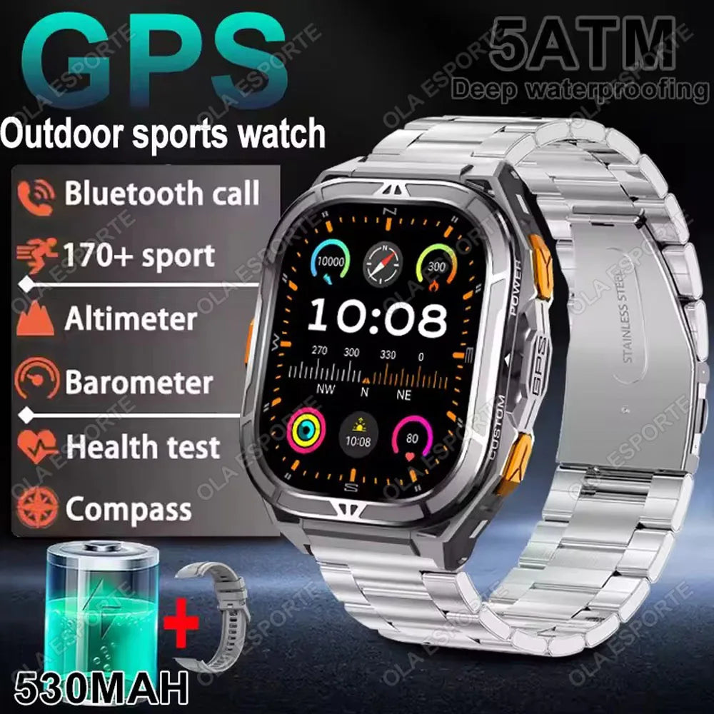 X5 Amoled 5ATM GPS Waterproof SmartWatch Men Built-in Dual-band GNSS Compass Military Sports Tracker Smart Watch Men Women 2025