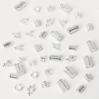 40/80pcs Dreadlock Hair Rings Adjustable Cuffs Clip Hair Braids Dirty Braids Bead Hairpin Hair Accessories Headwear for Women