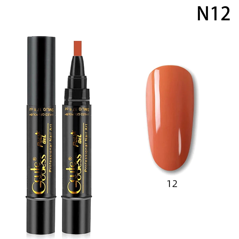 1 Pcs Pure Color Gel Nail Polish Pen For Nails Art Gel Semi Permanent Base Top Coat UV Gel Varnish Hybrid Neon Nail Polish