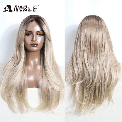 Noble Synthetic Lace Front Wig 26" Straight Ombre lace Cosplay Wig  Lace Part Wig Blonde Wigs For Women Wig synthetic Lace Wig