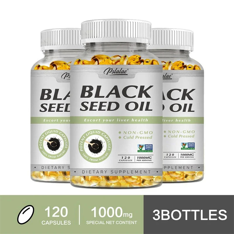 Black Seed Oil Capsules 1000mg - Aids in Digestive Health, Immune Support & Brain Function, Antioxidant