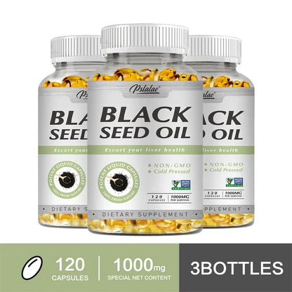 Black Seed Oil Capsules 1000mg - Aids in Digestive Health, Immune Support & Brain Function, Antioxidant