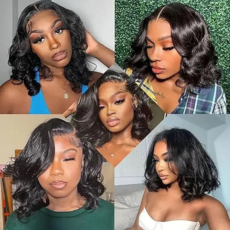 Glueless Brazilian Body Wave Lace Front Wigs 13x4 Transparent Lace Frontal Human Hair Wigs For Women Short Bob Wigs Pre Plucked