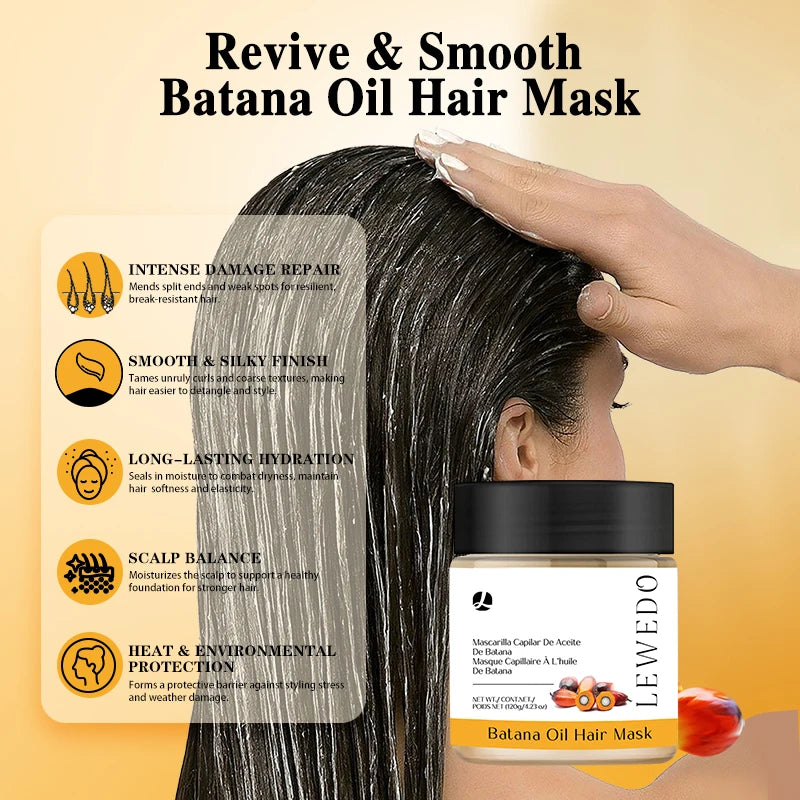 Lewedo Batana Mask Traction Alopecia Thicken Oil Hair Conditioner Oil Hair Care Strengthening Grease Anti Break Repair Care
