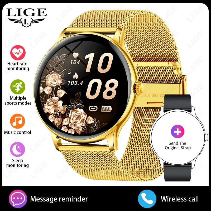 LIGE 2025 Bluetooth Call Full Touch HD Thin Screen Smart Watch Women IP68 Waterproof Watch Sport Fitness Tracker Smartwatch Men