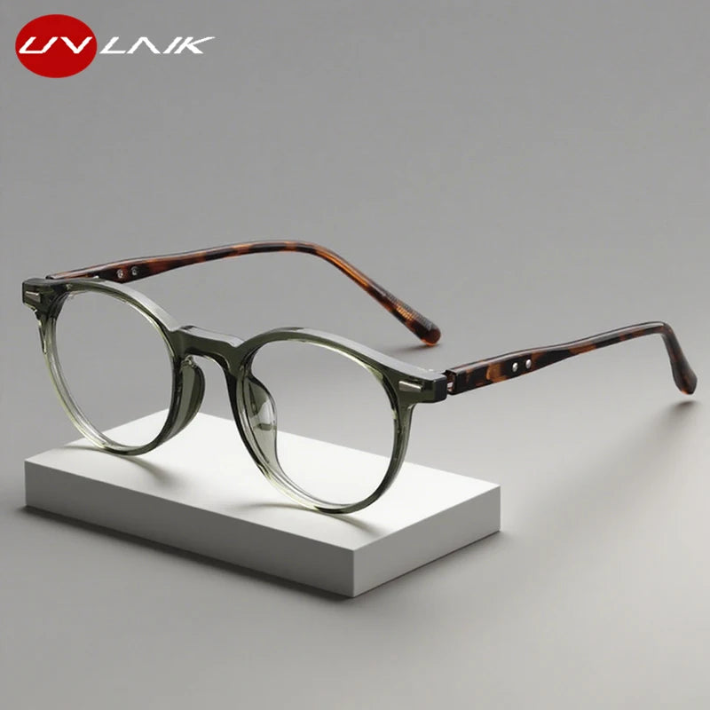 Personality Simple Round Glasses Frame Men Women Ultralight TR90 Rivet Frame Anti Blue LIight Transparent Lens Optical Eyewear