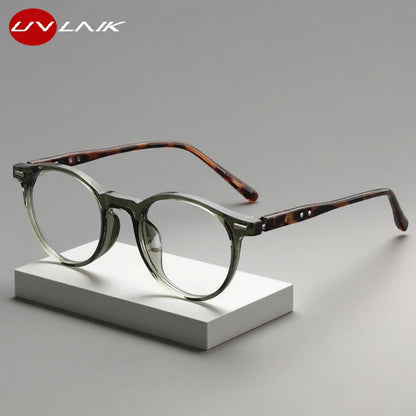 Personality Simple Round Glasses Frame Men Women Ultralight TR90 Rivet Frame Anti Blue LIight Transparent Lens Optical Eyewear