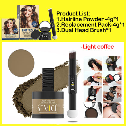 SEVICH Replaceable Hairline Powder Kit Refill Hairline Shadow Powder Root Cover Up Hair Concealer Double Ended Makeup Brush
