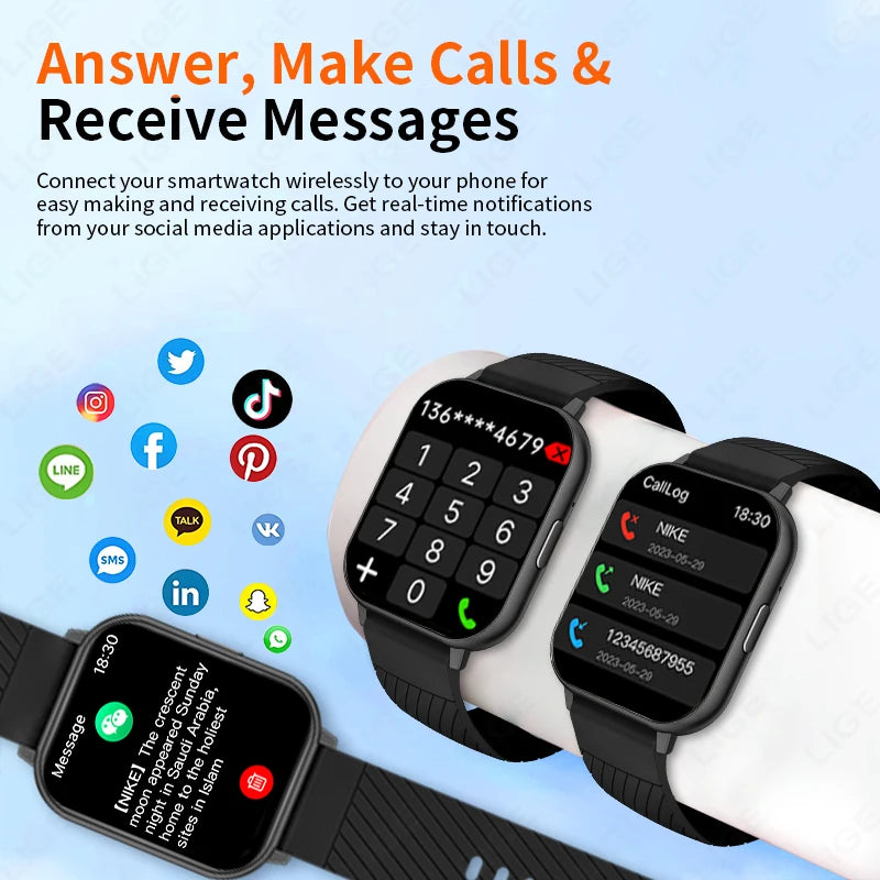 New Women Bluetooth Call Smart Watch Heart Rate Blood Oxygen Monitoring Smartwatches Waterproof Men Smartwatch For Android IOS