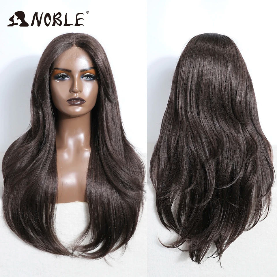 Noble Synthetic Lace Front Wig 26" Straight Ombre lace Cosplay Wig  Lace Part Wig Blonde Wigs For Women Wig synthetic Lace Wig
