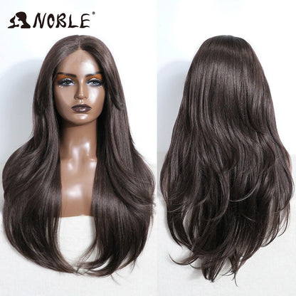 Noble Synthetic Lace Front Wig 26" Straight Ombre lace Cosplay Wig  Lace Part Wig Blonde Wigs For Women Wig synthetic Lace Wig