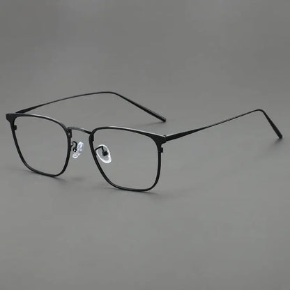 UVLAIK Simple Glasses Frame Men Ultralight Metal Square Anti Blue Light Transparent Lens High Quality Eyeglasses