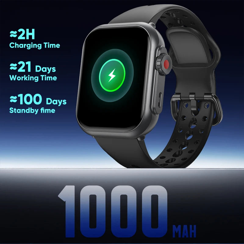 1000mAh Battery Smart Watch Women 1.83" HD Display Bluetooth Call IP68 Waterproof Fitness Tracker Heart Rate Smartwatch Men
