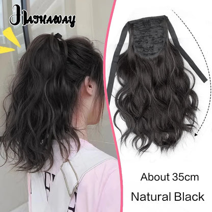 14 Inch Wavy Long Curly Hair Strap-type Pear Flower Curly Wig Ponytail Female Synthetic Fluffy Natural Shopping Commuting Wear