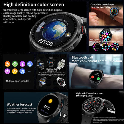 2025 New Watch4 Pro Men Smart Watch 360*360 AMOLED Screen Heart Rate Bluetooth Call IP67 Waterproof Men's Smartwatch For Android