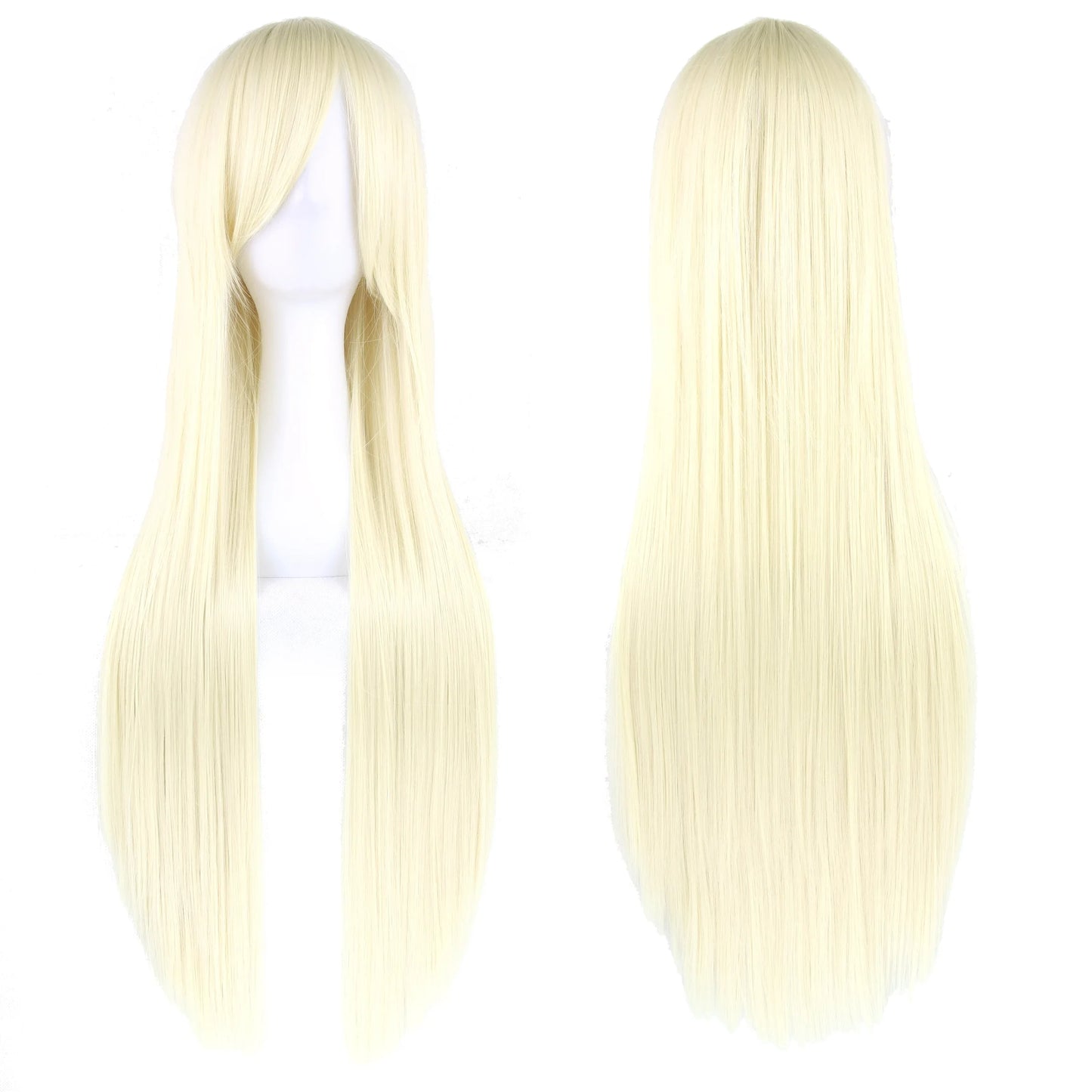 80cm Long Synthetic Hair White Purple Cosplay Wigs Party Black Hair  for Women Straight Wig Hairpiece