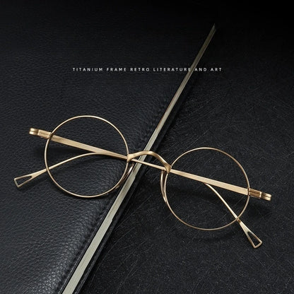 YIMARUILI Ultra-Light Pure Titanium Wide-Rim Retro Round Eyewear Frame Myopia Prescription Eyeglasses Frame Men And Women 10518