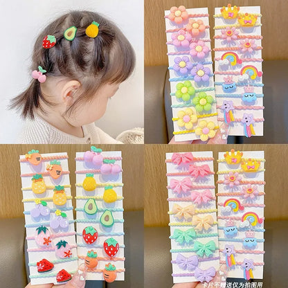 10Pcs/Set Fashion Cute Children's Rubber Band Girl's Hair Ties High Elastic Durable Hair Accessories Do Not Hurt Hair Scrunchie